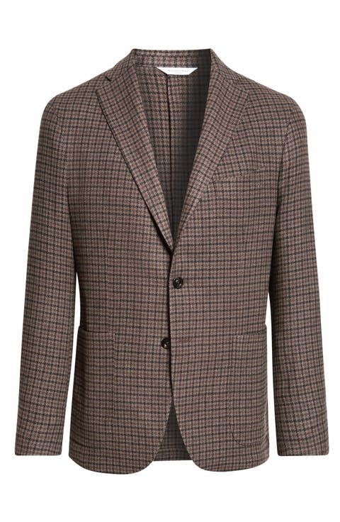 K Houndstooth Plaid Wool & Cashmere Double Cloth Sport Coat