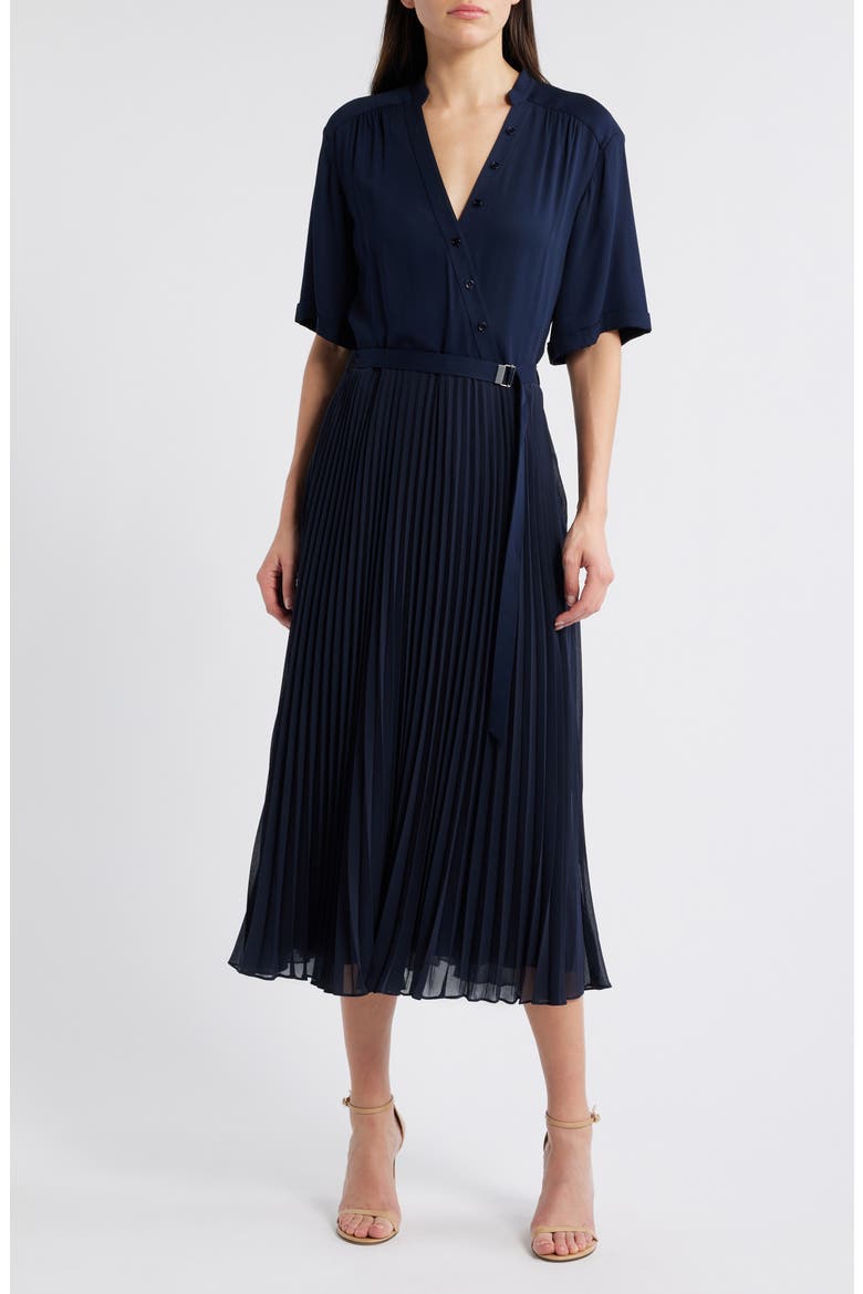 Docelina Belted Midi Dress, Main, color, DK BU