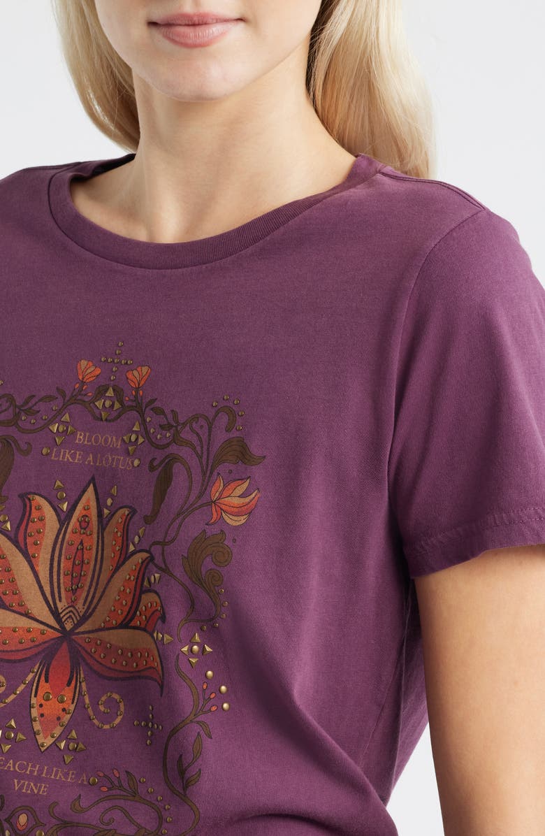 Lucky Brand Studded Bloom Like a Lotus Graphic T-Shirt, Alternate, color, Hortensia