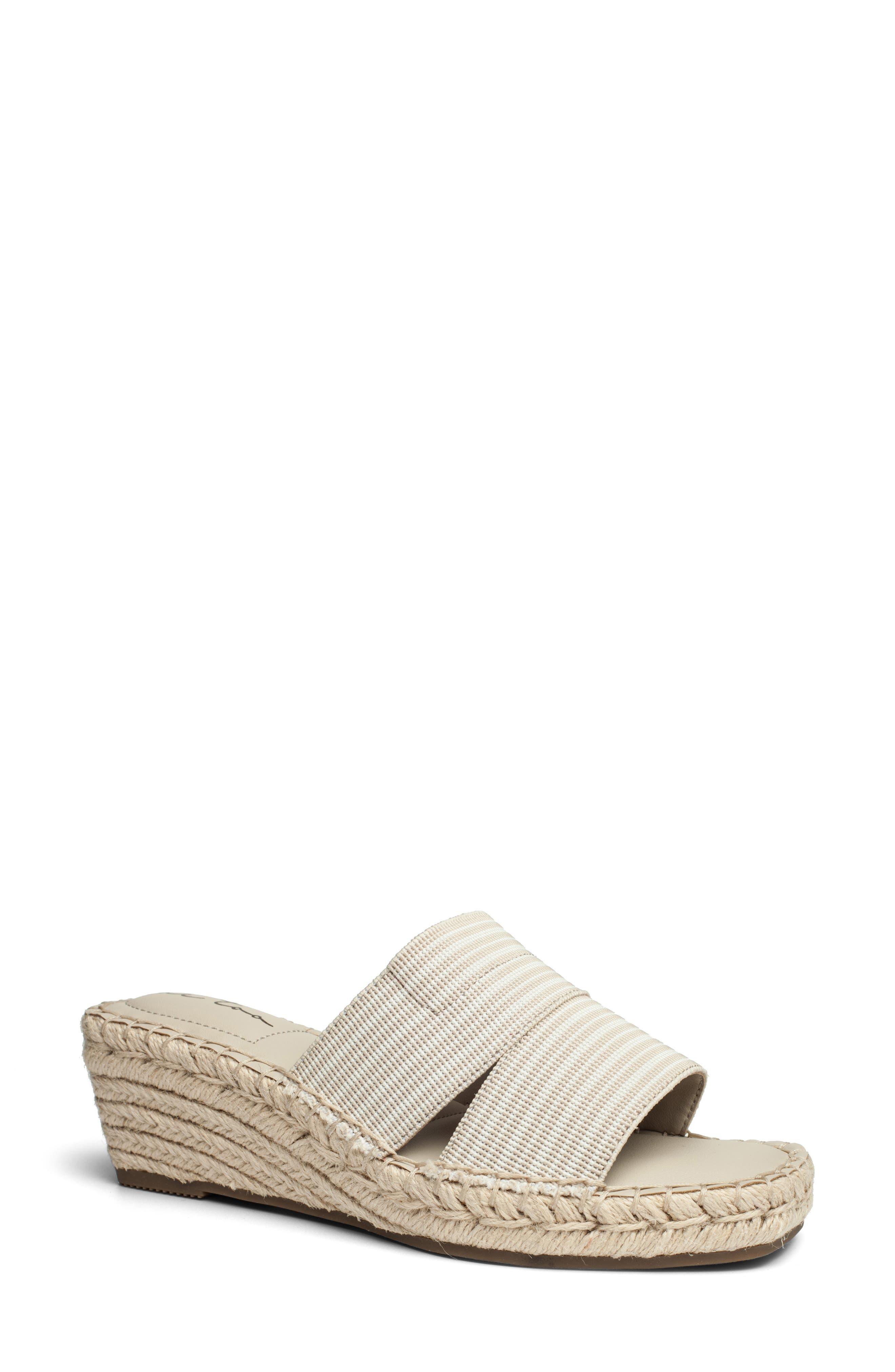 Caymen Espadrille Platform Wedge Slide Sandal, Main, color, NATURAL/ IVORY STRIPE FABRIC