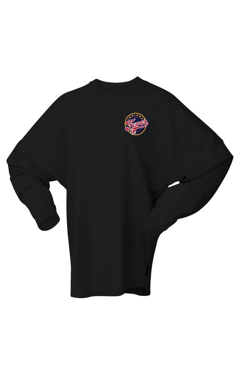 SPIRIT JERSEY Women's Spirit Jersey Black Indiana Fever Oversized Preppy City Long Sleeve T-Shirt, Alternate, color, Black