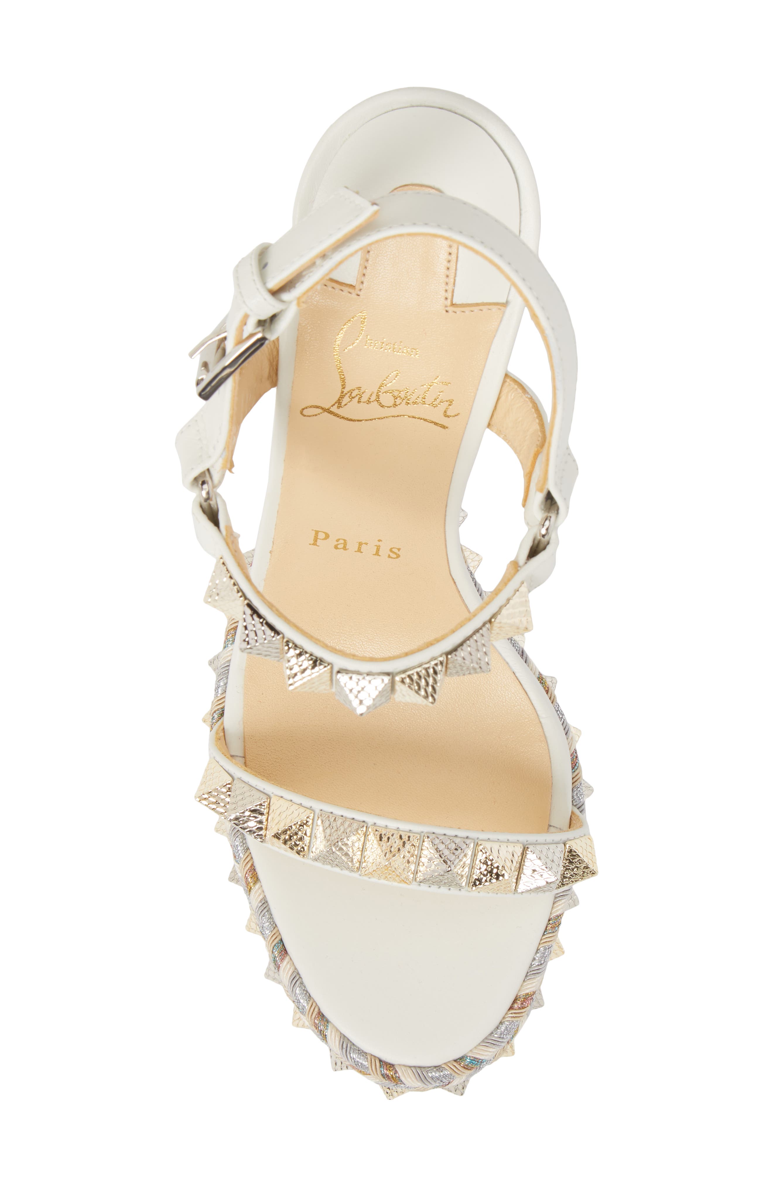 Christian Louboutin Pyraclou Wedge Sandal, Alternate, color, 