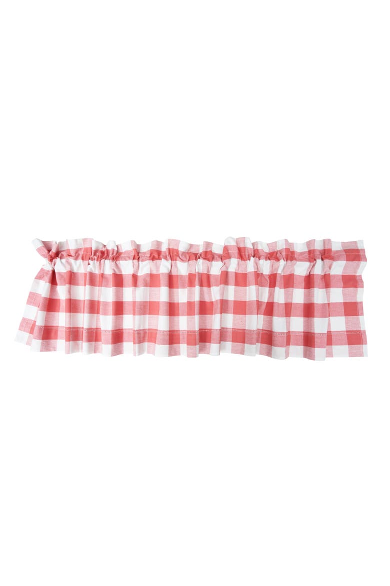Franklin Coral Gingham Check Window Valance Curtain, Set of 2, Main, color, Pink