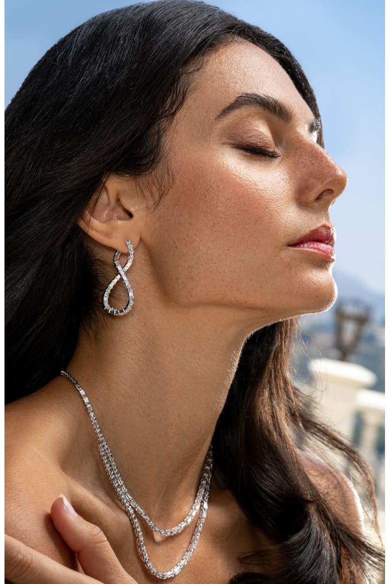 Gatsby Diamond Baguette Twisted Statement Earrings (Online Trunk Show), Alternate, color, 18K WHITE GOLD/ DIAMOND