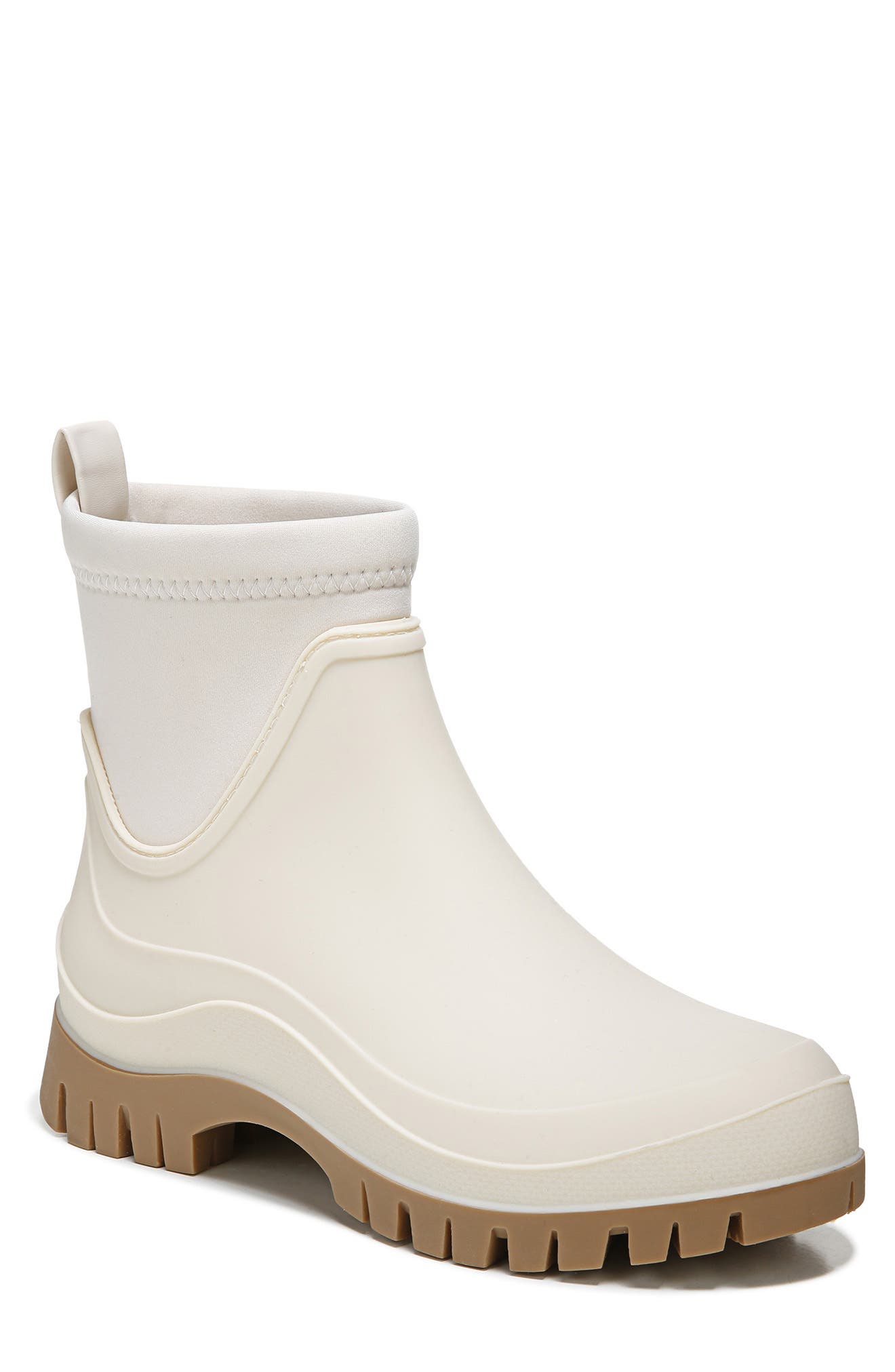 Louisa Mixed Media Waterproof Rain Boot, Main, color, MODERN IVORY/ MAPLE SUGAR