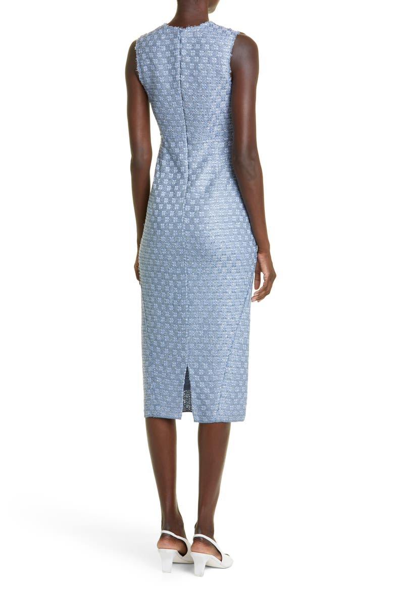 Sequin Check Sleeveless Tweed Knit Dress, Alternate, color, BLUE MULTI