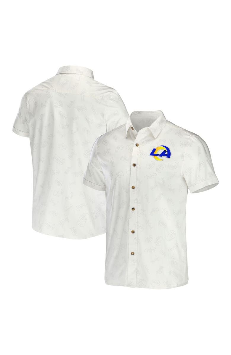 NFL X DARIUS RUCKER Men's NFL x Darius Rucker Collection by Fanatics White Los Angeles Rams Woven Button-Up T-Shirt, Main, color, 