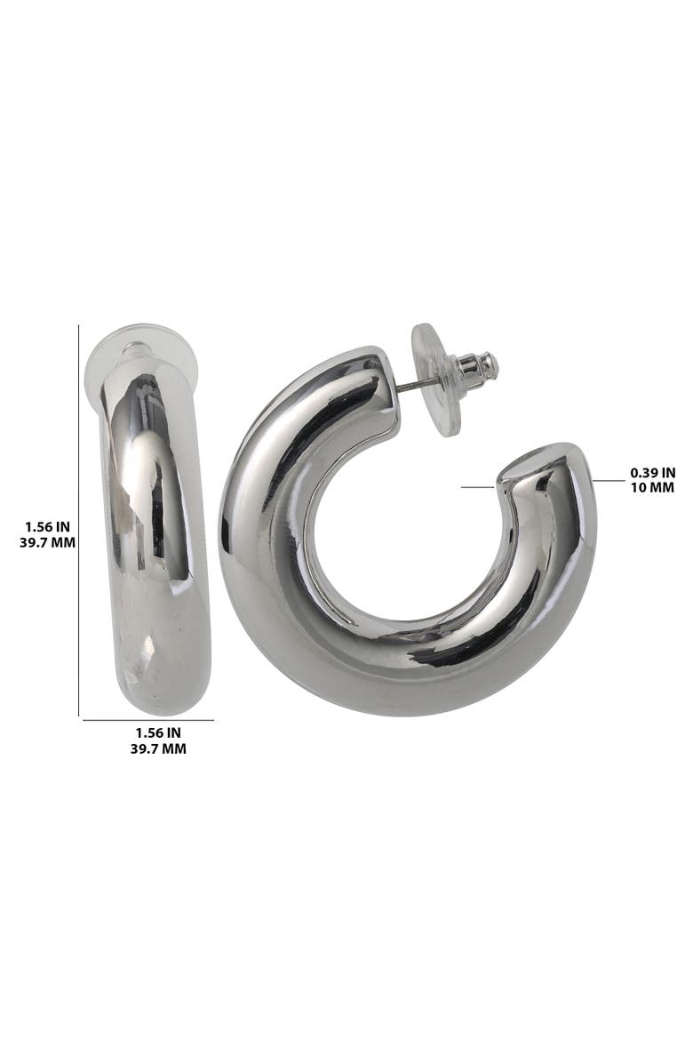 Chunky Silver-Tone Hoop Earrings, Alternate, color, Silver