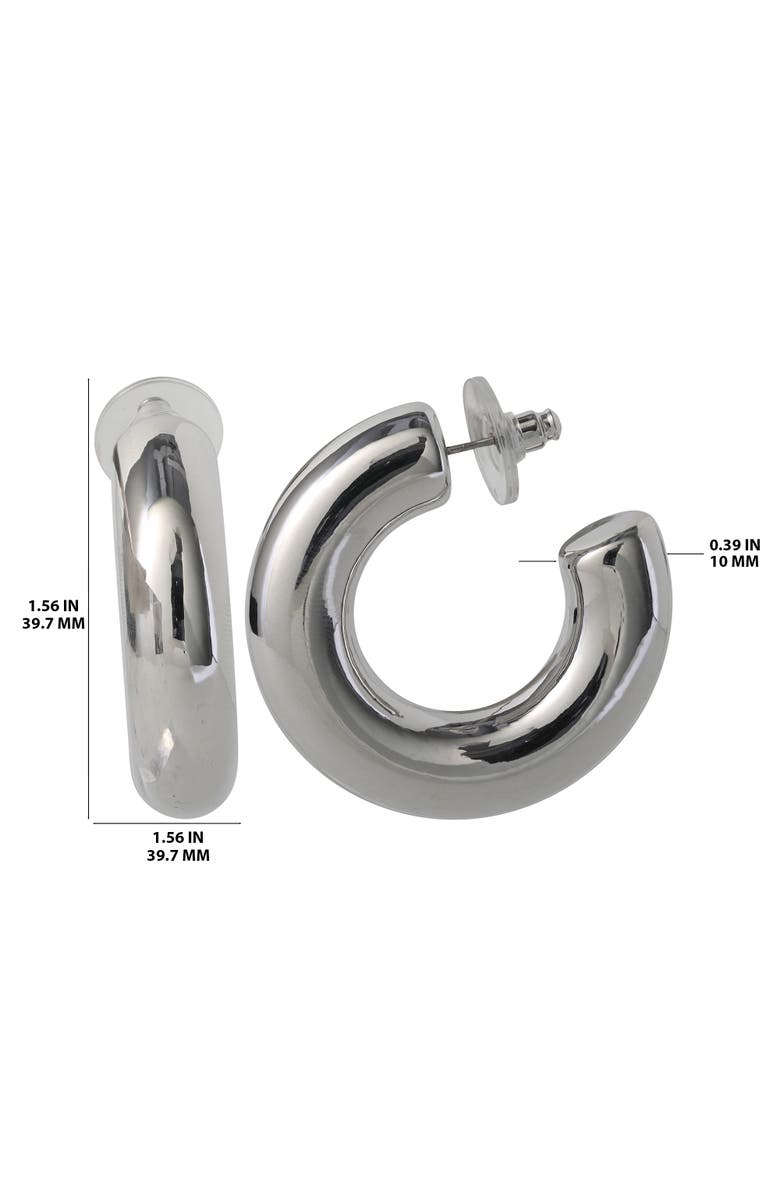 BCBG Generation Chunky Silver-Tone Hoop Earrings, Alternate, color, Silver
