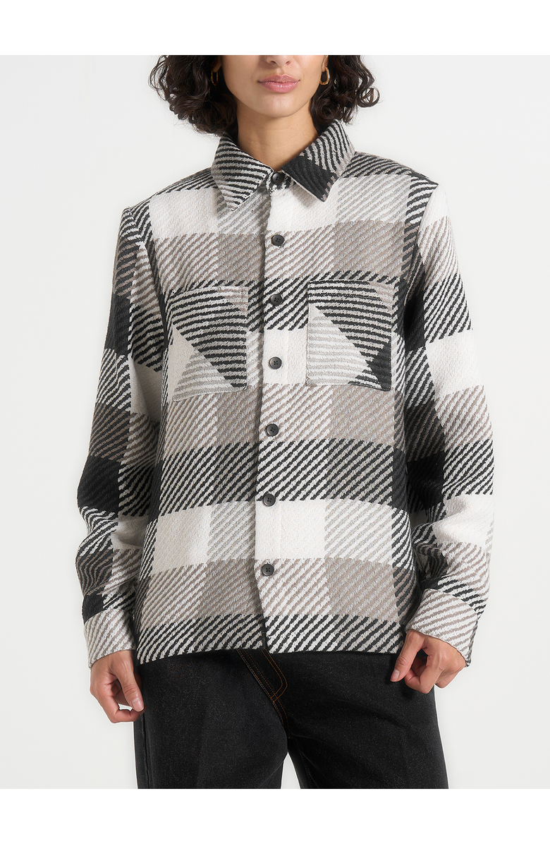 Manière De Voir Rune Unisex Check Overshirt, Alternate, color, Black