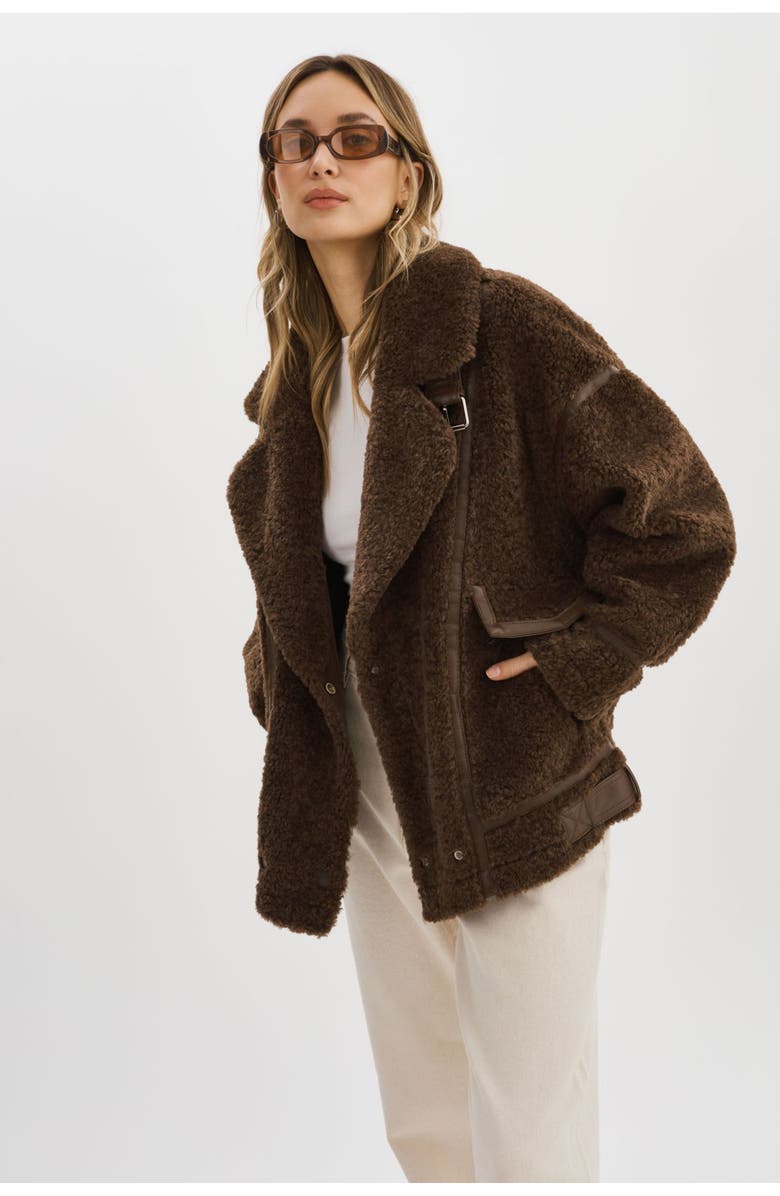 LAMARQUE Badu | Oversized Faux Shearling Jacket, Alternate, color, Brown