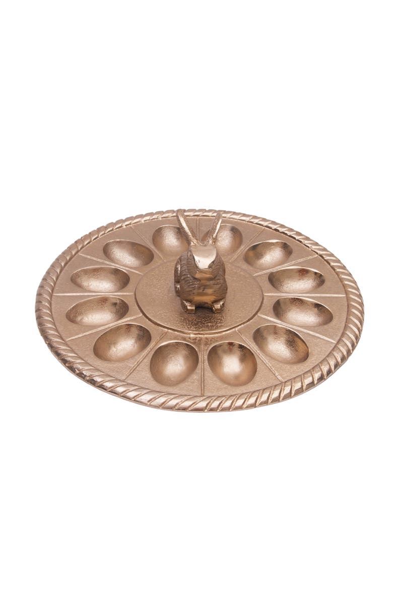 Gallerie II Easter Bunny Rabbit Gold Metal 12-Section Deviled Egg Serving Platter 10", Alternate, color, Gold