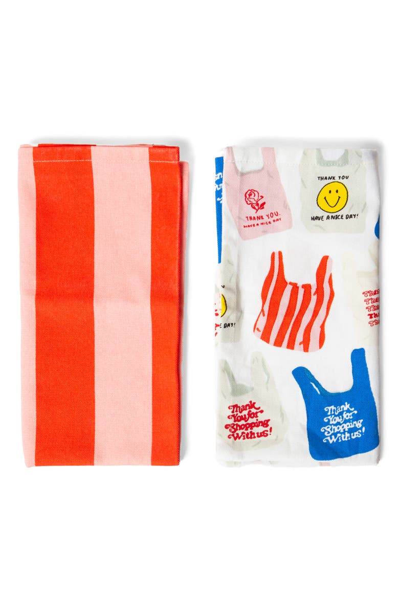 doiy Corner Shop 2-Pack Cotton Tea Towels, Main, color, Red Multi