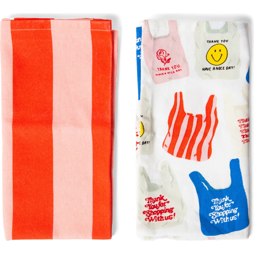 Doiy Corner Shop 2-pack Cotton Tea Towels In Multi