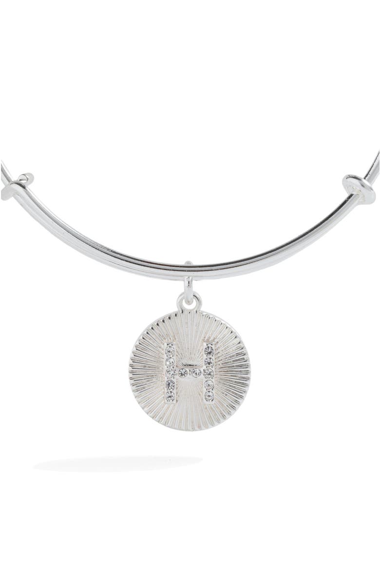 Alex and Ani Pave Starburst Texture Initial Bangle Bracelet, Alternate, color,