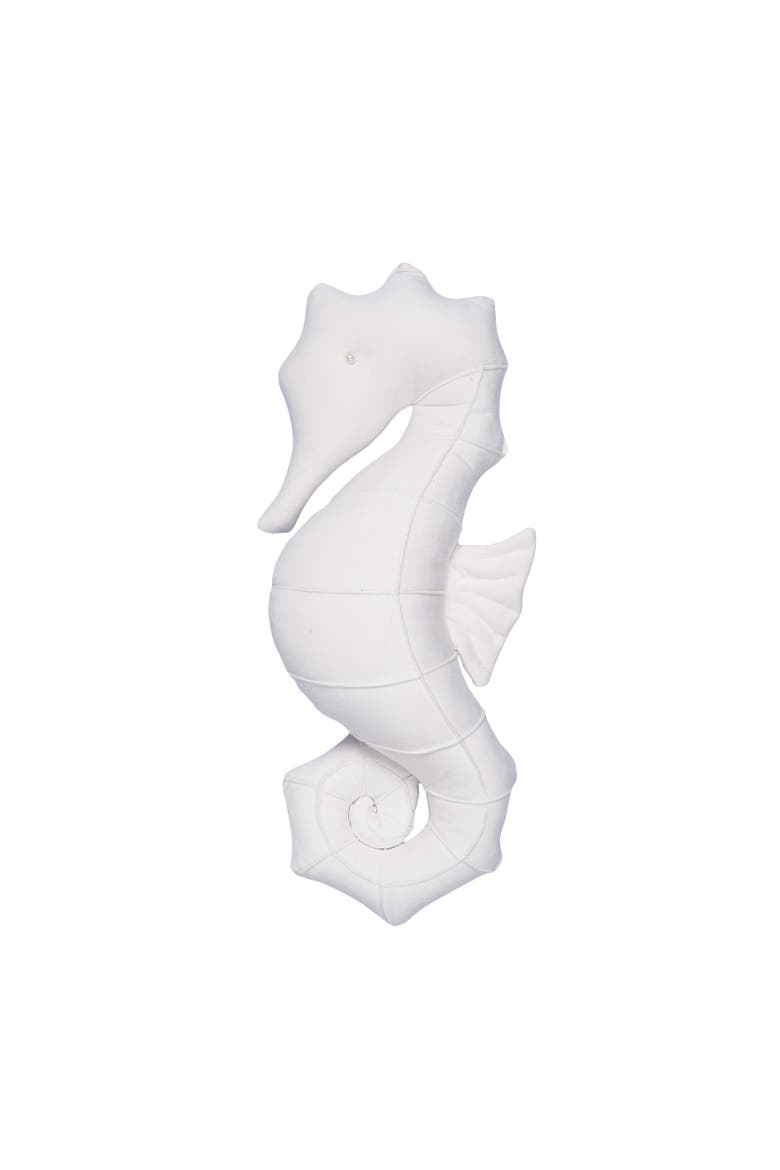 White Seahorse Mini Accent Pillow 8" x 20", Main, color, White