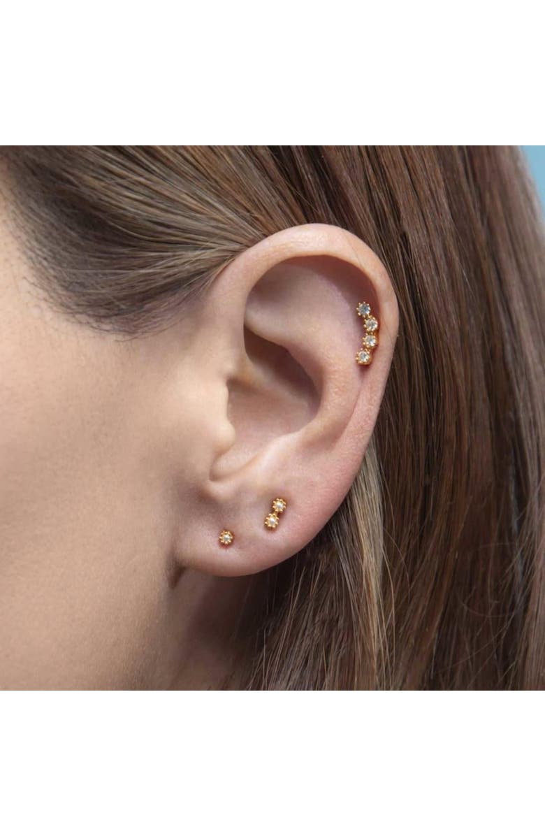 Outofoffice Gold Pearl Pavé Trio Stud Earring Set, Alternate, color, Gold