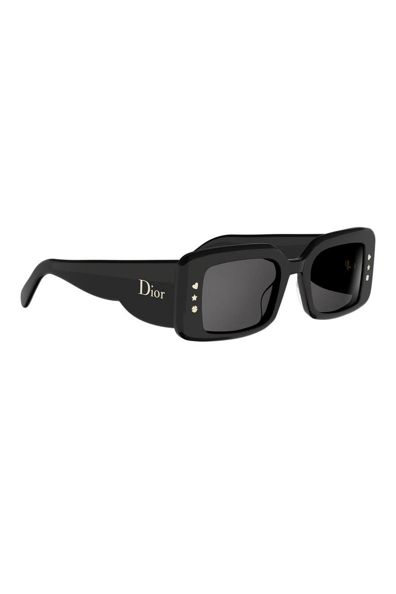 DiorLuckyCharms S1I Rectangular Sunglasses, Alternate, color, SHINY BLACK / SMOKE