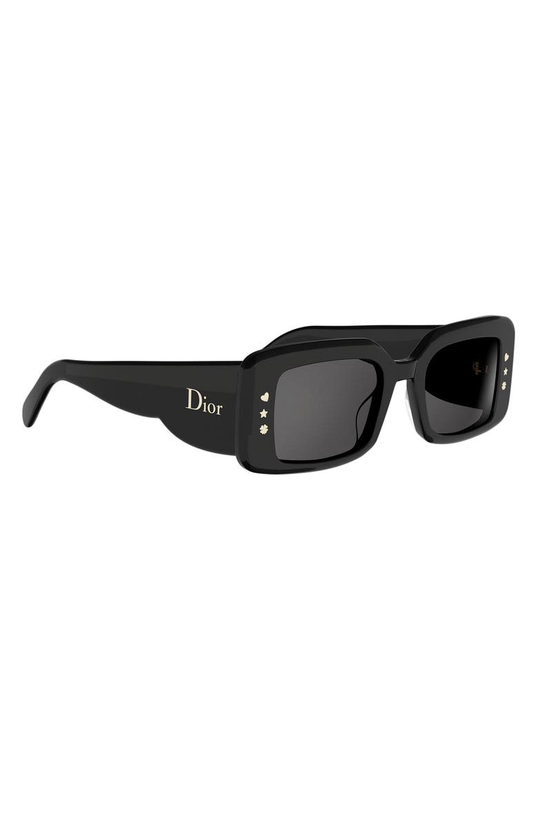 DIOR LuckyCharms S1I Rectangular Sunglasses, Alternate, color, Shiny Black / Smoke