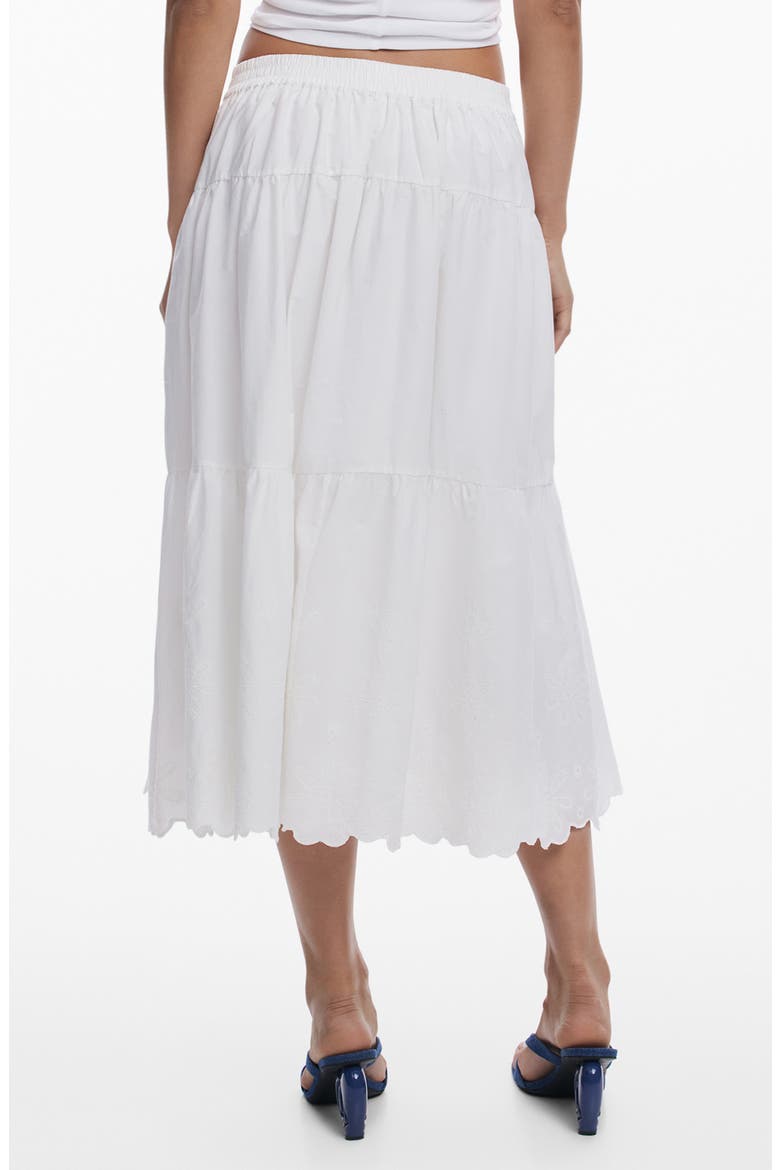 Embroidered Cotton Midi Skirt, Alternate, color, WHITE