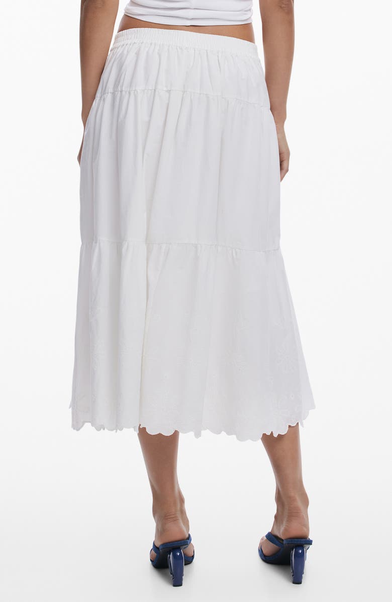 Desigual Embroidered Cotton Midi Skirt, Alternate, color, 