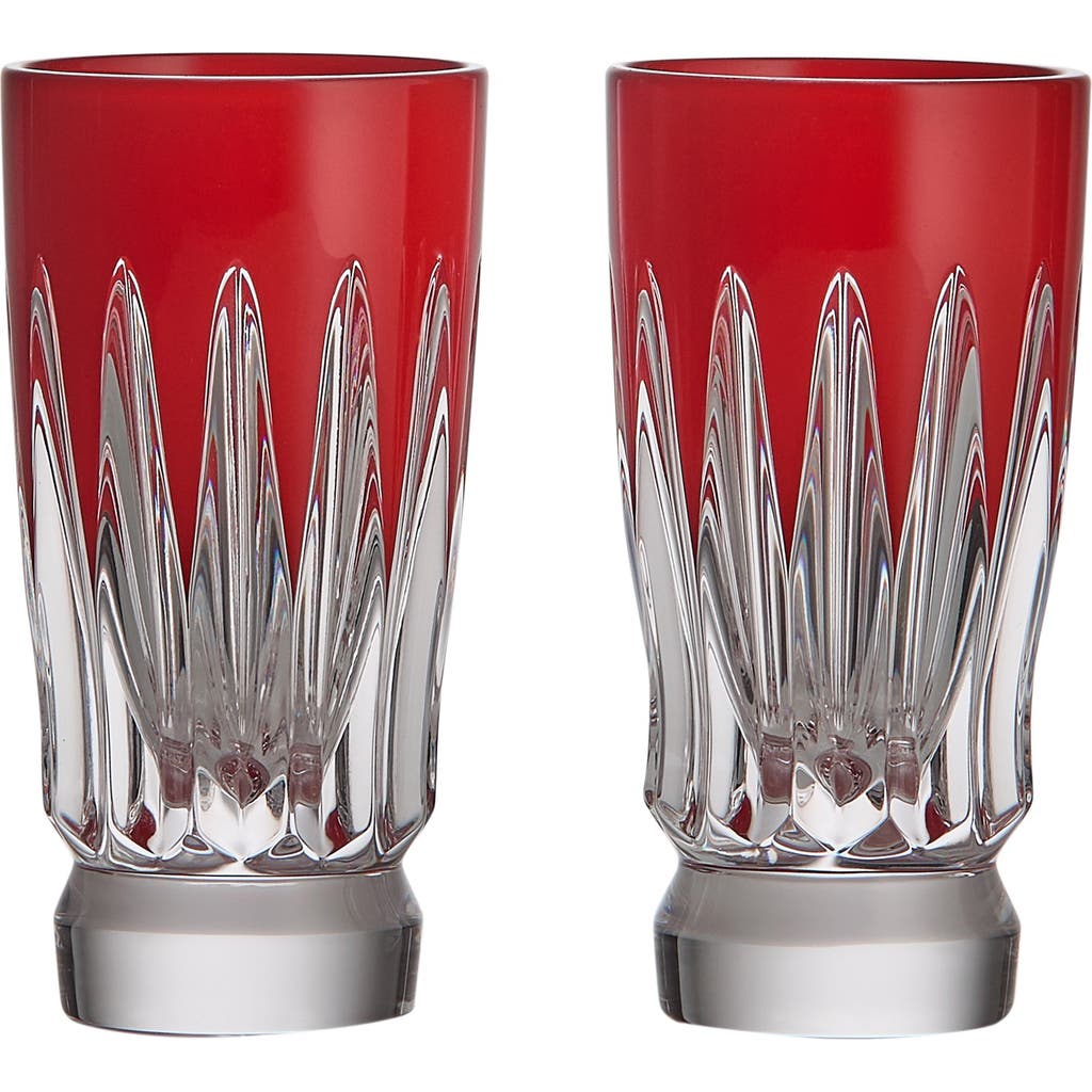 Waterford New Year Firework Set Of 2 Shot Glasses In Red