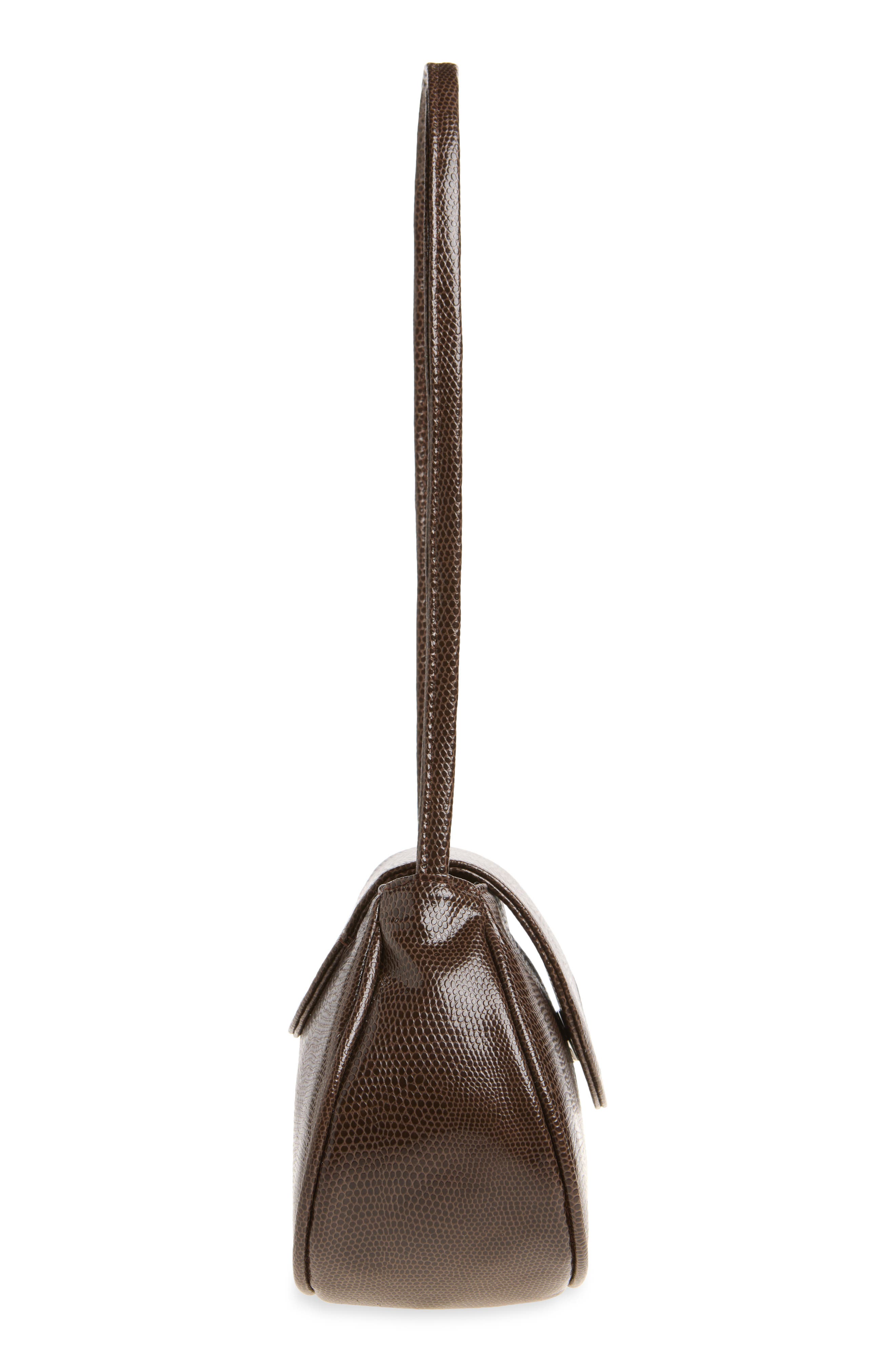 Ineva Faux Leather Lizard Embossed Baguette Bag, Alternate, color, BROWN