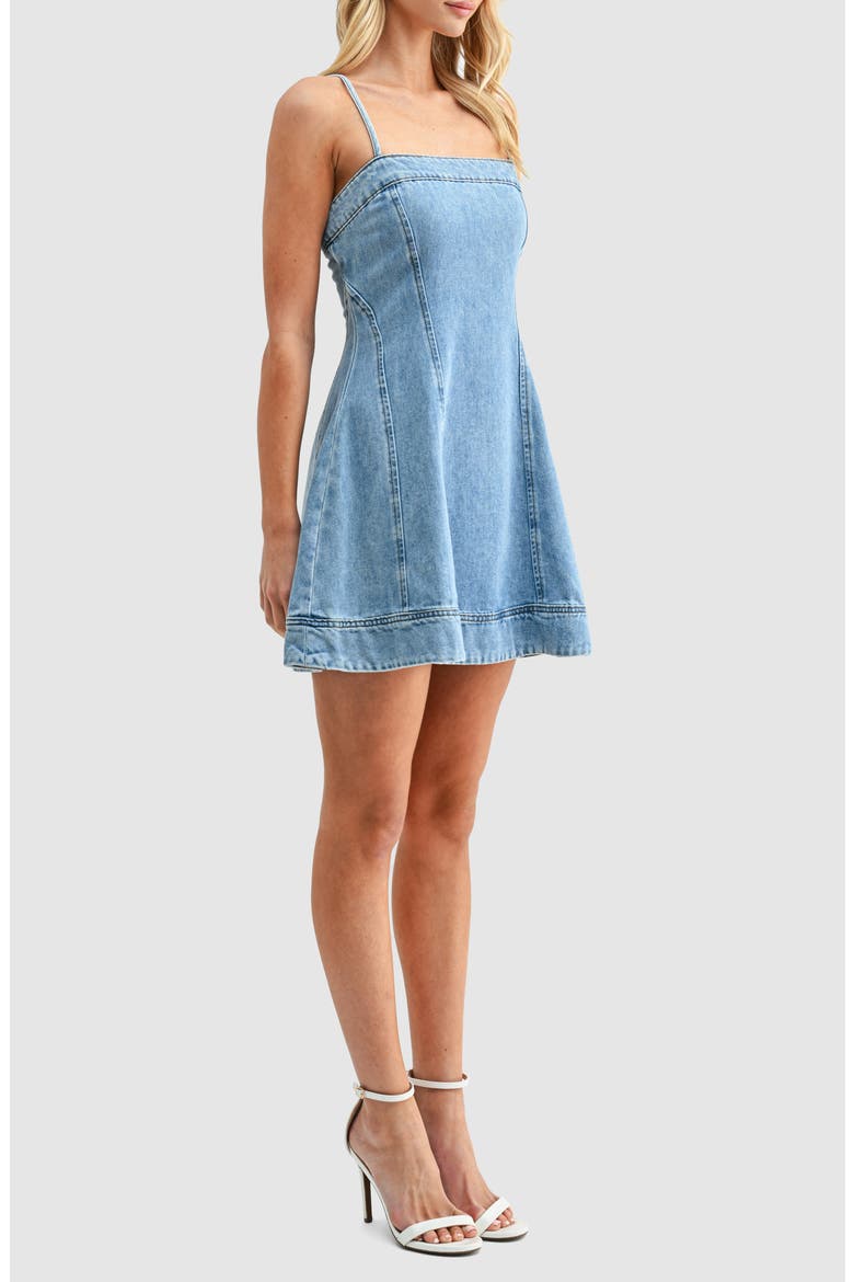 Denim Minidress, Alternate, color, DENIM