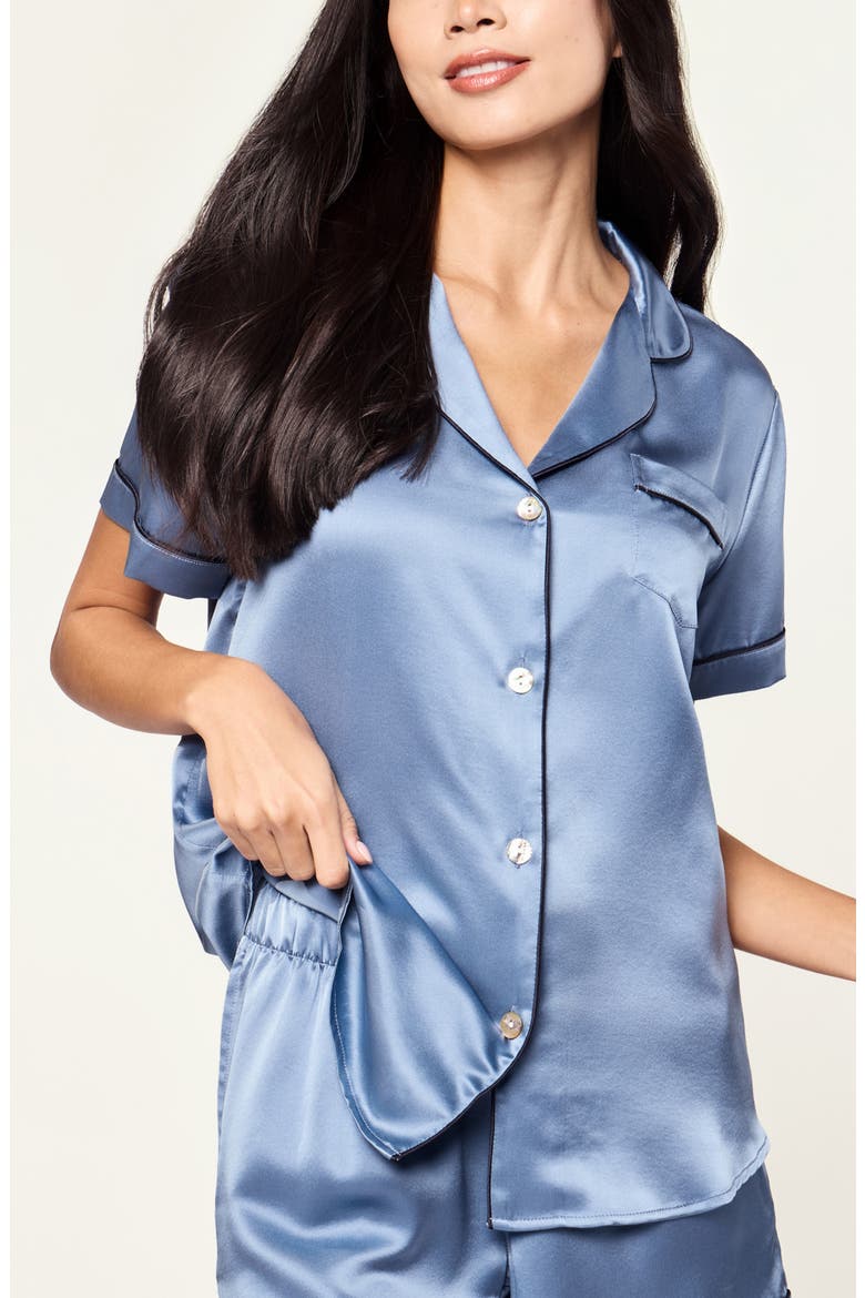 Mulberry Silk Short Pajamas, Alternate, color, BLUE