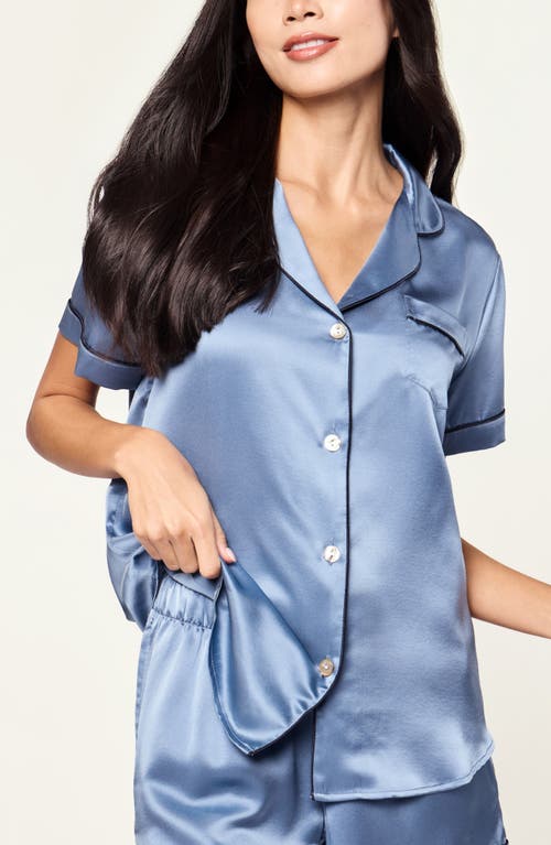 Petite Plume Mulberry Silk Short Pajamas In Blue