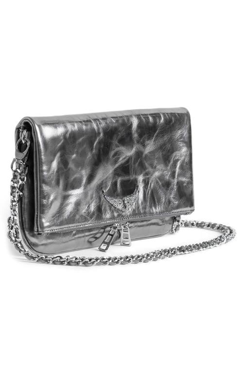 Zadig & Voltaire Silver Leather Rock Nano Vintage Metal Shoulder Bag In Metallic