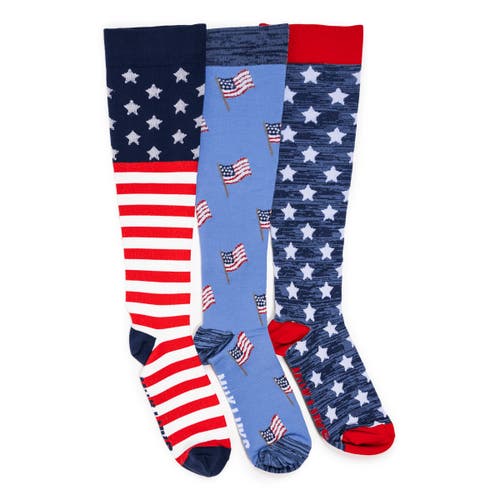 Muk Luks Tall Nylon Blend Compression Socks 3 Pair Pack In Multi