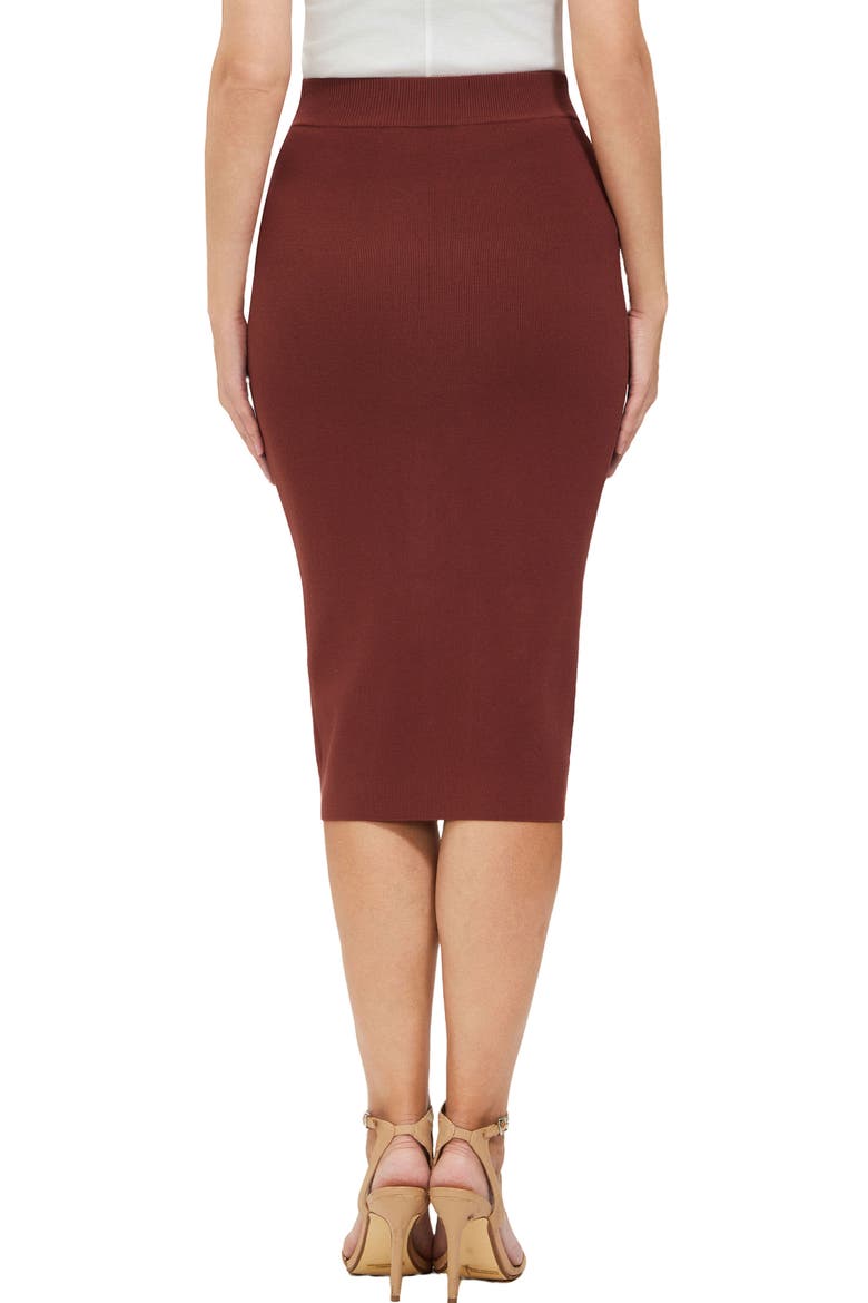 Women's Knit Pencil Skirt, Alternate, color, Copper Red