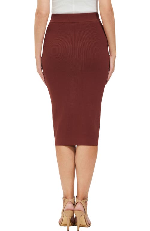 Kimi & Kai Knit Pencil Skirt In Burgundy