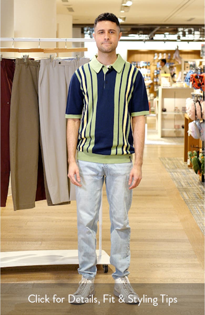 Stripe Textured Cotton Knit Polo, sales video thumbnail