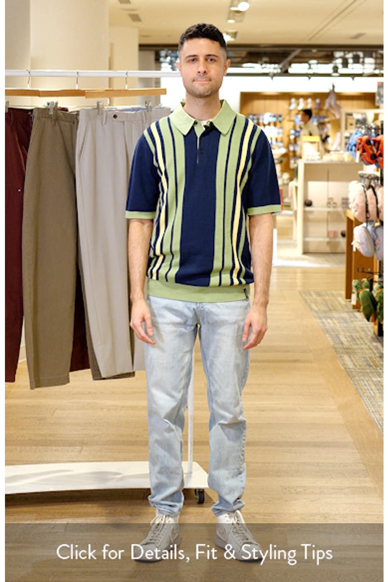 Stripe Textured Cotton Knit Polo video