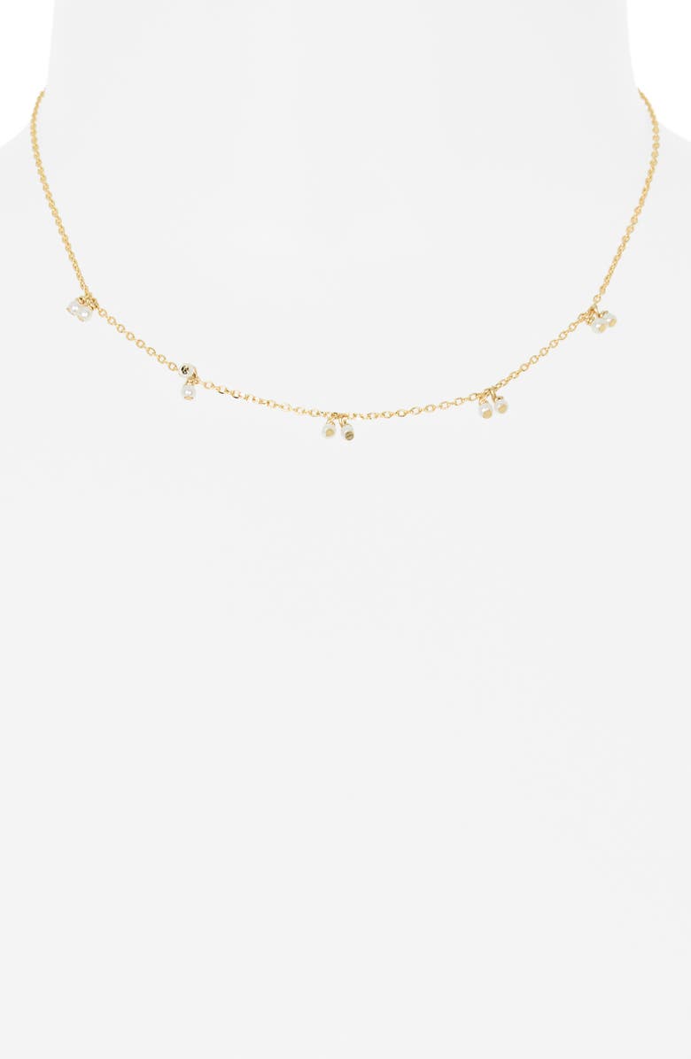 NORDSTROM RACK Demi Fine Faux Pearl Charm Chain Necklace, Alternate, color, Clear- Gold