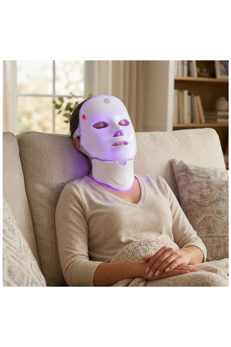 7-in-1 LED Face & Neck Light Therapy Mask, Alternate, color, WHITE