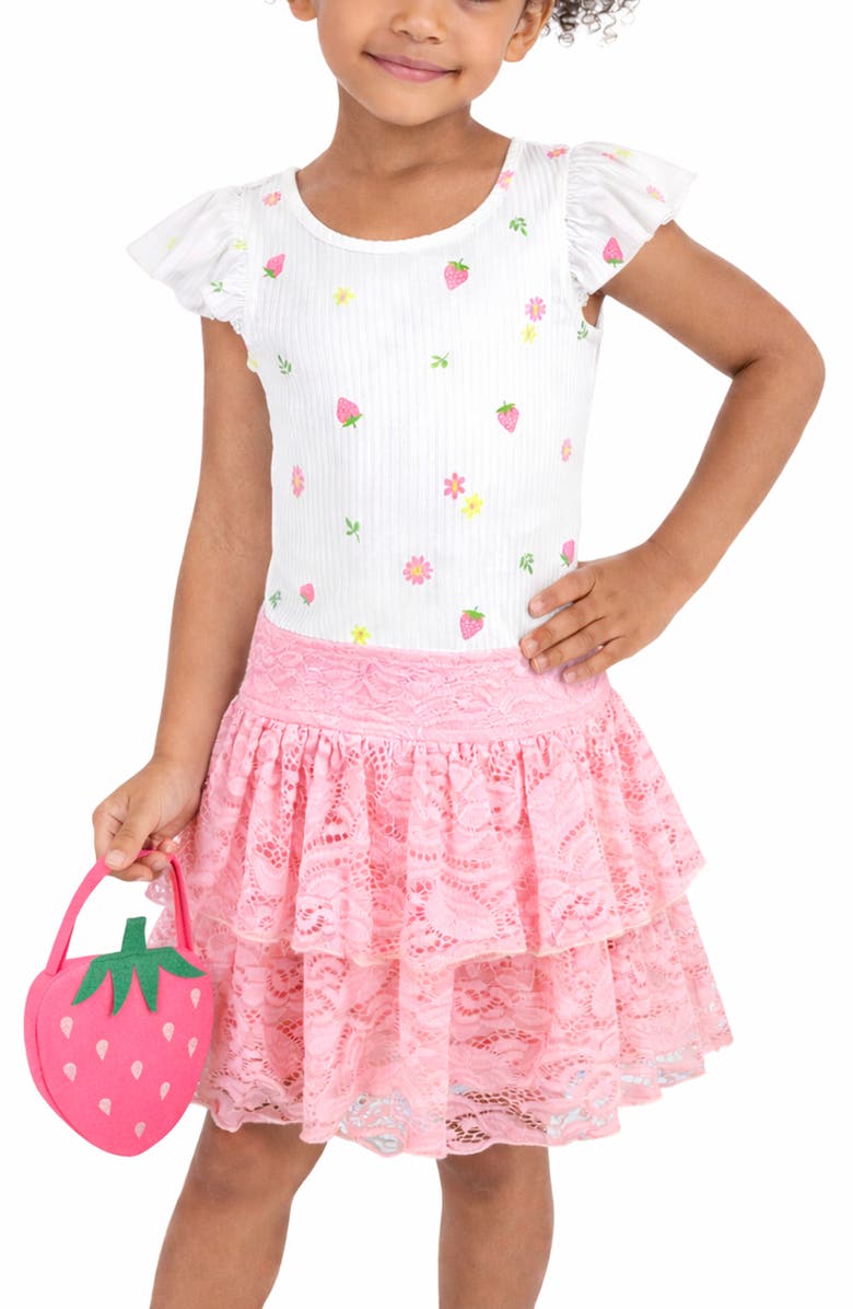 Zunie Kids' Strawberry Dress & Handbag Set, Alternate, color, Ivory/Coral