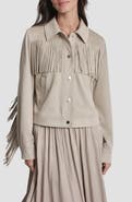 DKNY Fringe Trim Faux Suede Jacket