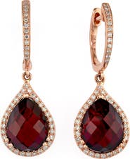 EFFY 14K Rose Gold Diamond,Garnet Earrings