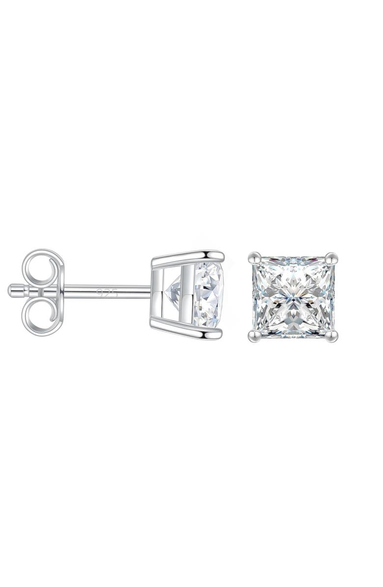 Donatello Gian Sterling Silver Square Moissanite Studs, Main, color, Silver