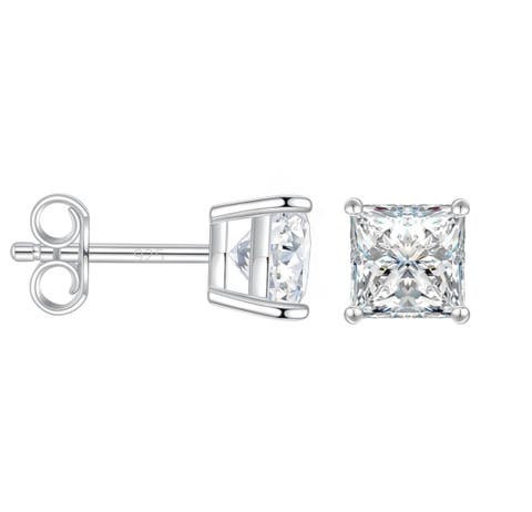 Sterling Silver Square Moissanite Studs