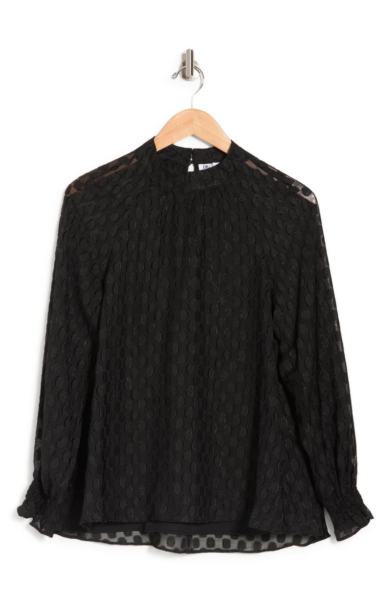 DR2 by Daniel Rainn DANIEL RAINN Long Sleeve Swiss Dot Blouse, Alternate, color, 