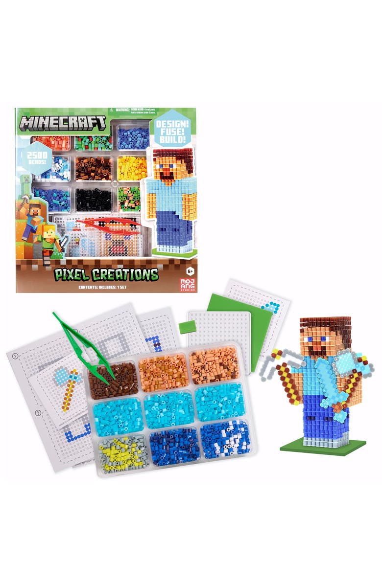 Tara Toy 3D Pixel Creations Minecraft 2500 Beads Kit, Diy 3D Character Set, Alternate, color, Multicolored