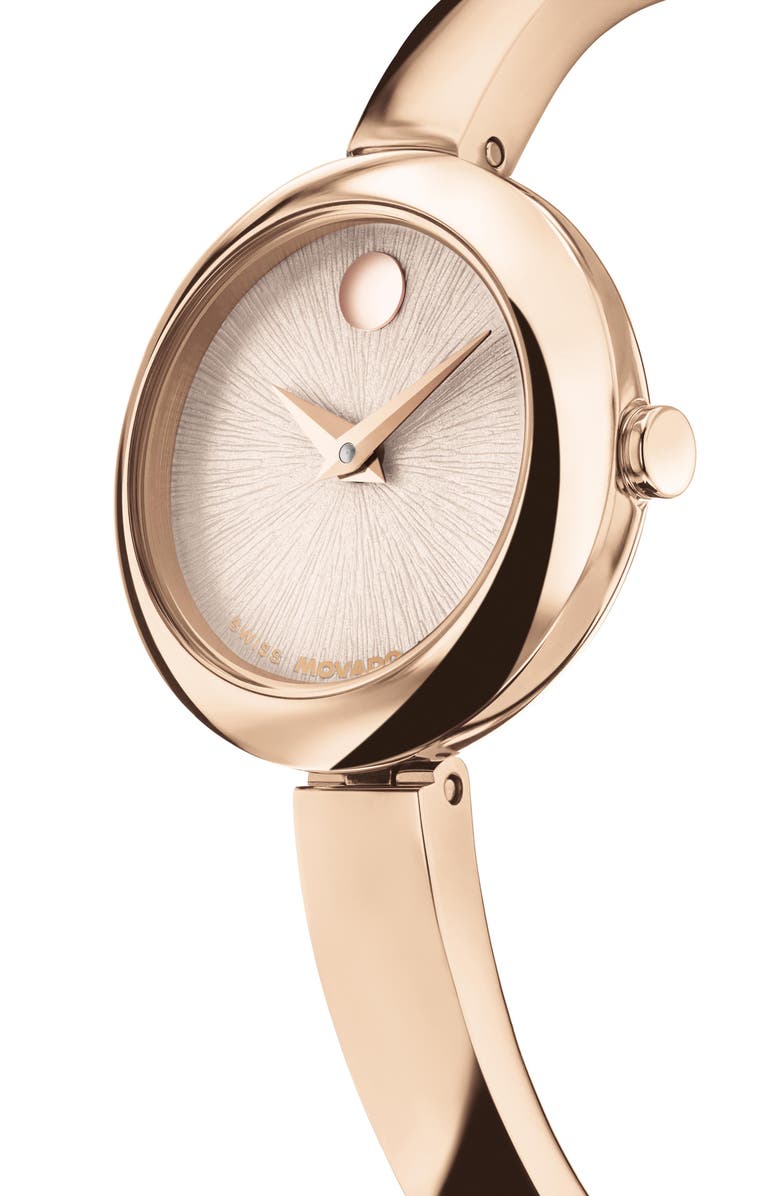 Movado Museum Round Bangle Watch, 21.50mm X 7.45mm, Alternate, color, Rose Gold