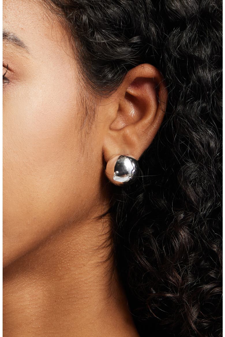 Orb Huggie Hoop Earrings, Alternate, color, SILVER