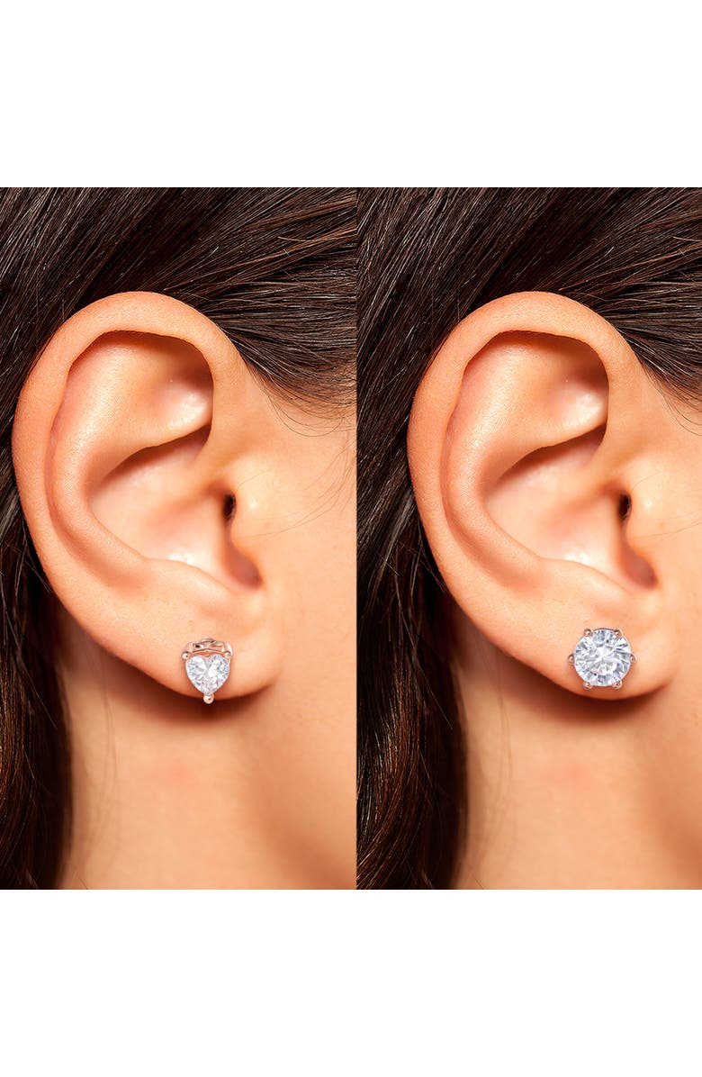Jessica Simpson Heart and Round Crystal Stud Earring Set, 2 Pairs, Alternate, color, Gold Tone