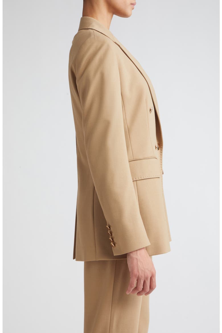 Tatiana Double Breasted Stretch Jersey Blazer, Alternate, color, CAMEL