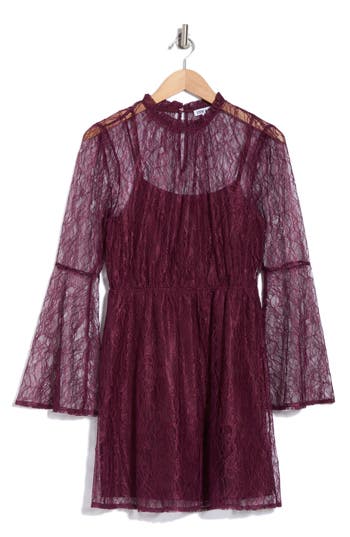 Steve Madden Lace Long Sleeve Dress In Winterbloom
